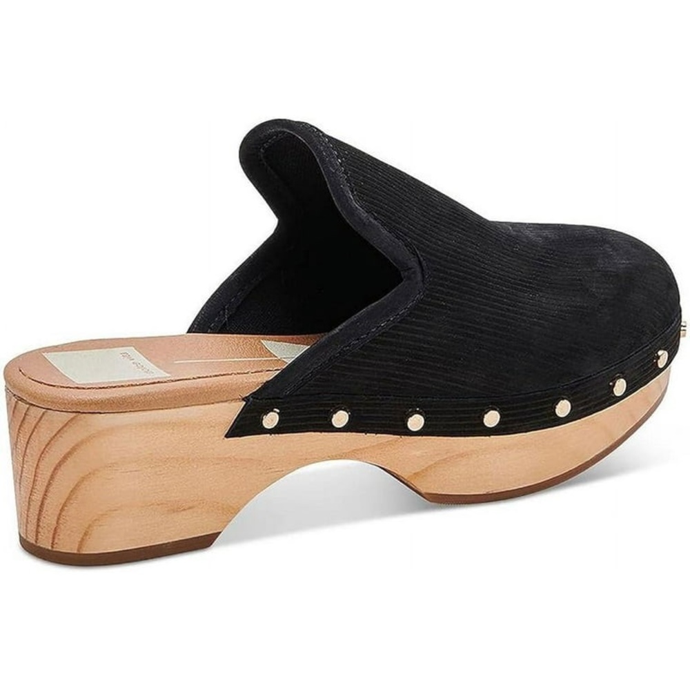 Dolce Vita Black Nubuck Slip On Block Heel Clogs Platform Shoes Size 6.5 NEW - Picture 4 of 10
